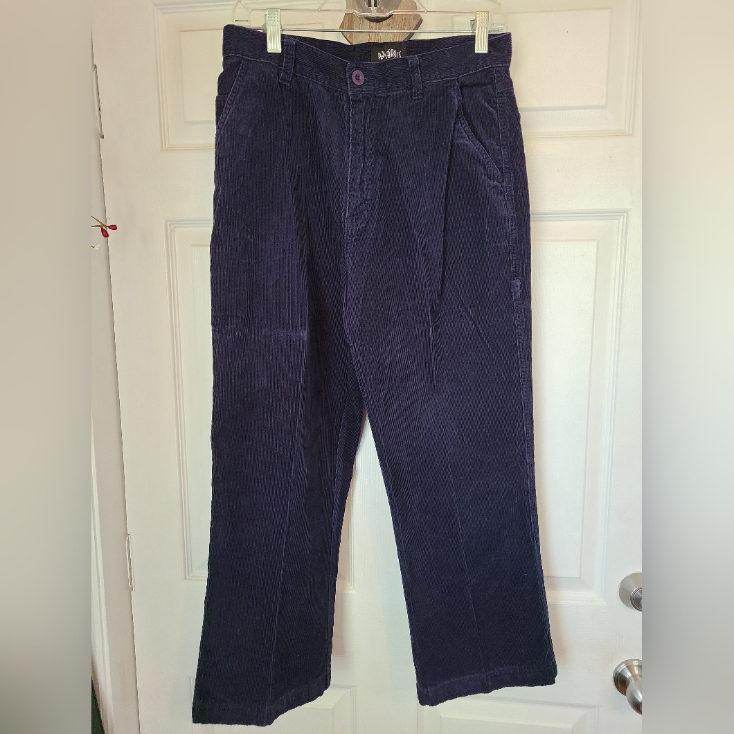 Perfectly Basics Woman's By-Bar Twill Courdory Flair Pants, Size: 10 Color: Blue